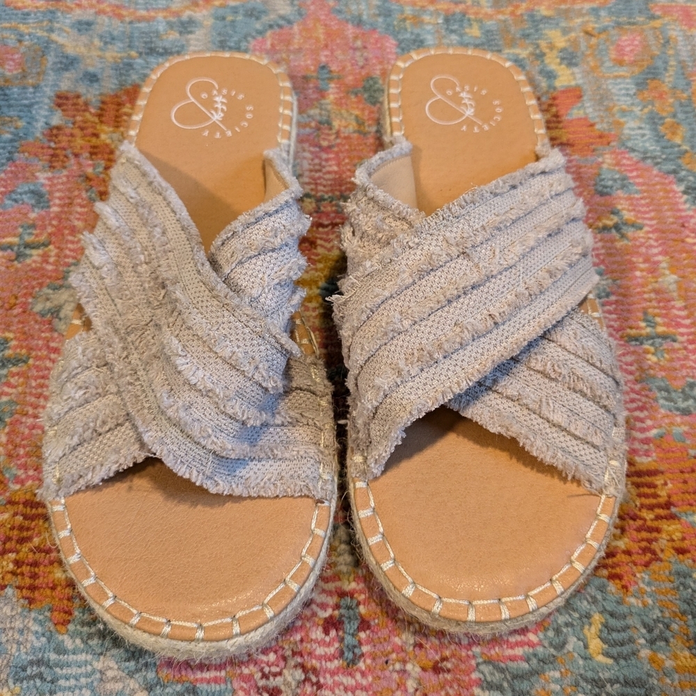 Oasis Boho Cloth Crossover Espadrille Sandal Size 8.5 - Picture 2 of 5